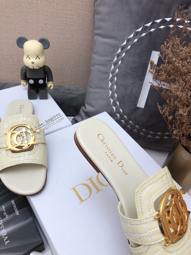 Dior迪奧2021春夏新款果凍色女鞋 CD字母logo五金扣平底鏤空人字拖夾趾涼鞋 dx2855